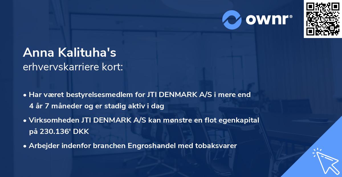 Anna Kalituha's erhvervskarriere kort