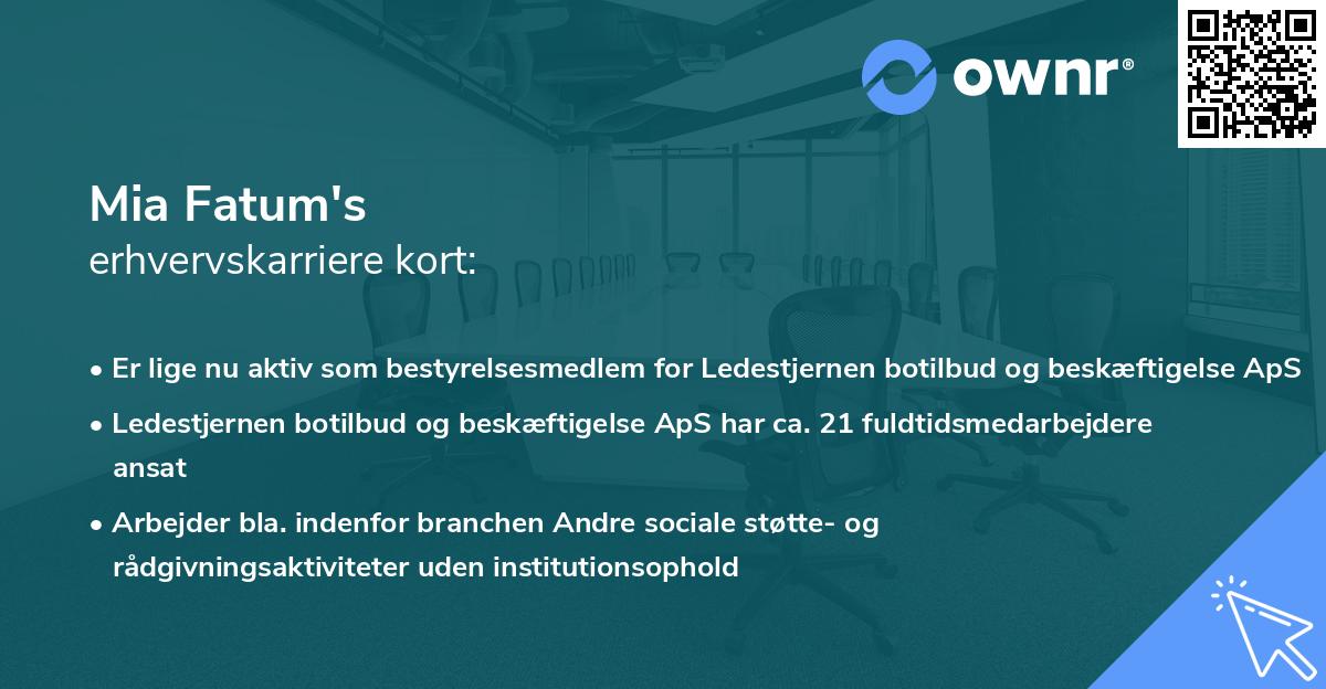Mia Fatum's erhvervskarriere kort