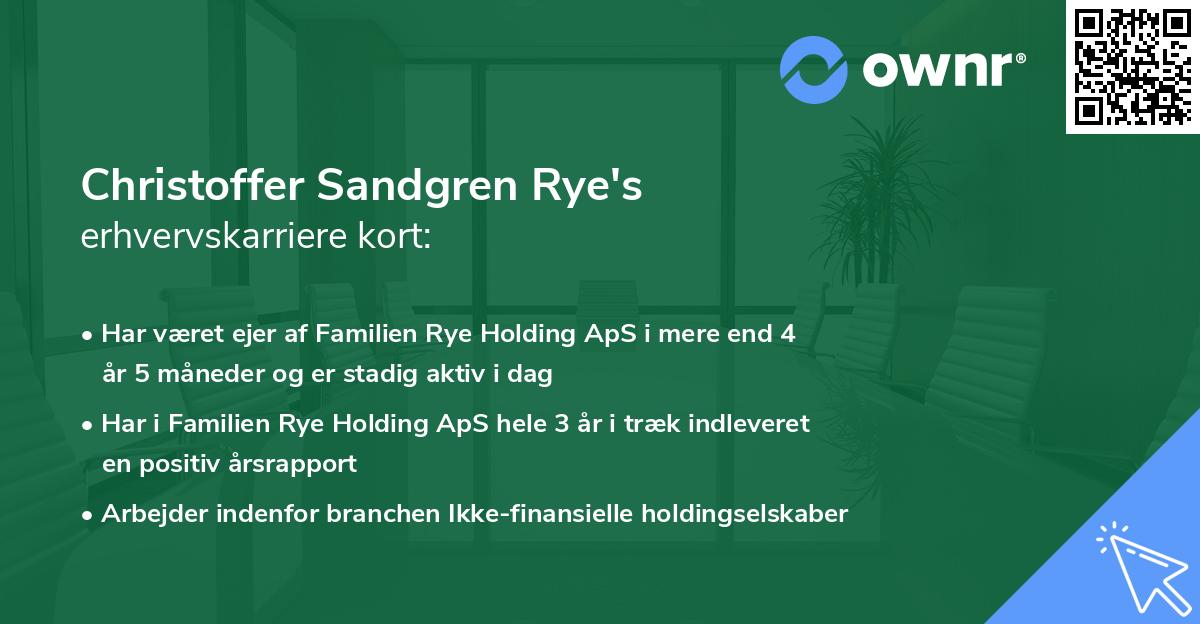 Christoffer Sandgren Rye's erhvervskarriere kort
