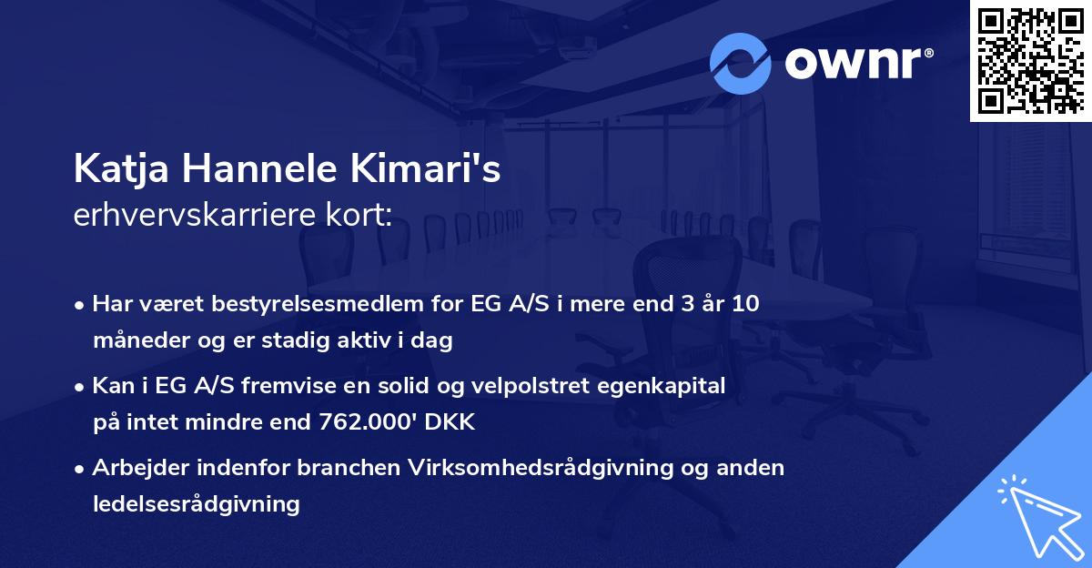 Katja Hannele Kimari's erhvervskarriere kort
