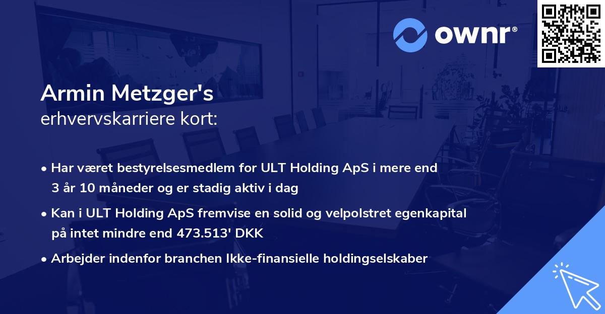 Armin Metzger's erhvervskarriere kort