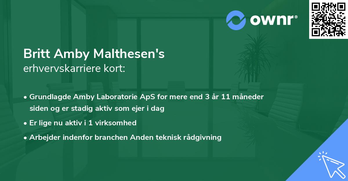 Britt Amby Malthesen's erhvervskarriere kort