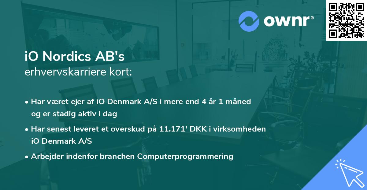 iO Nordics AB's erhvervskarriere kort