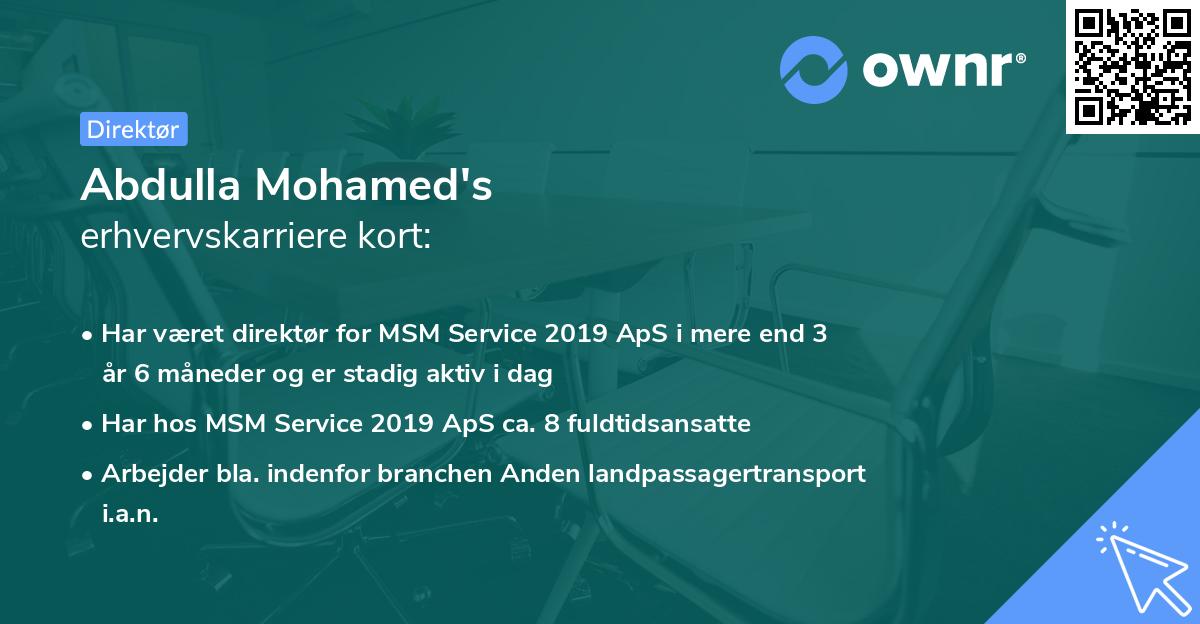 Abdulla Mohamed's erhvervskarriere kort
