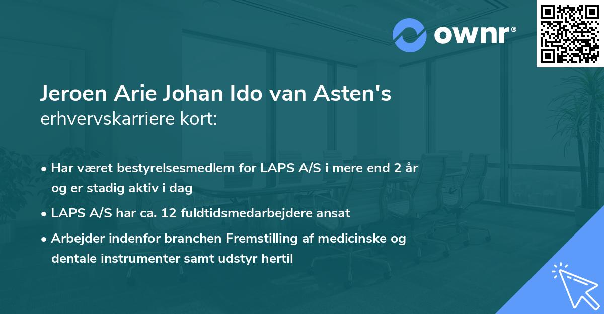 Jeroen Arie Johan Ido van Asten's erhvervskarriere kort