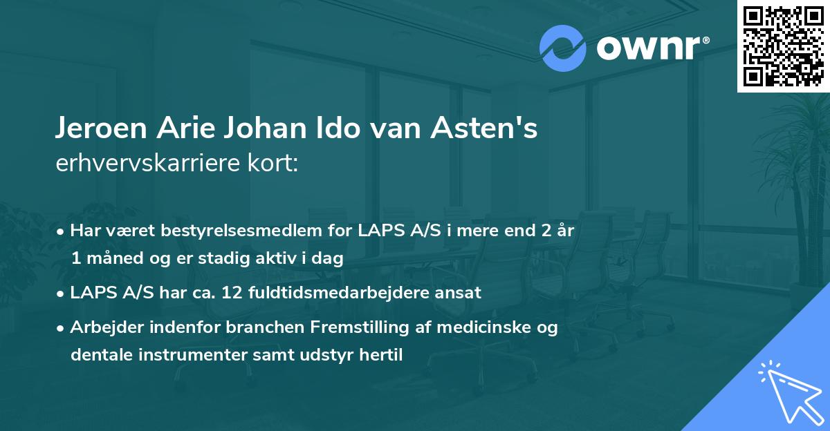 Jeroen Arie Johan Ido van Asten's erhvervskarriere kort