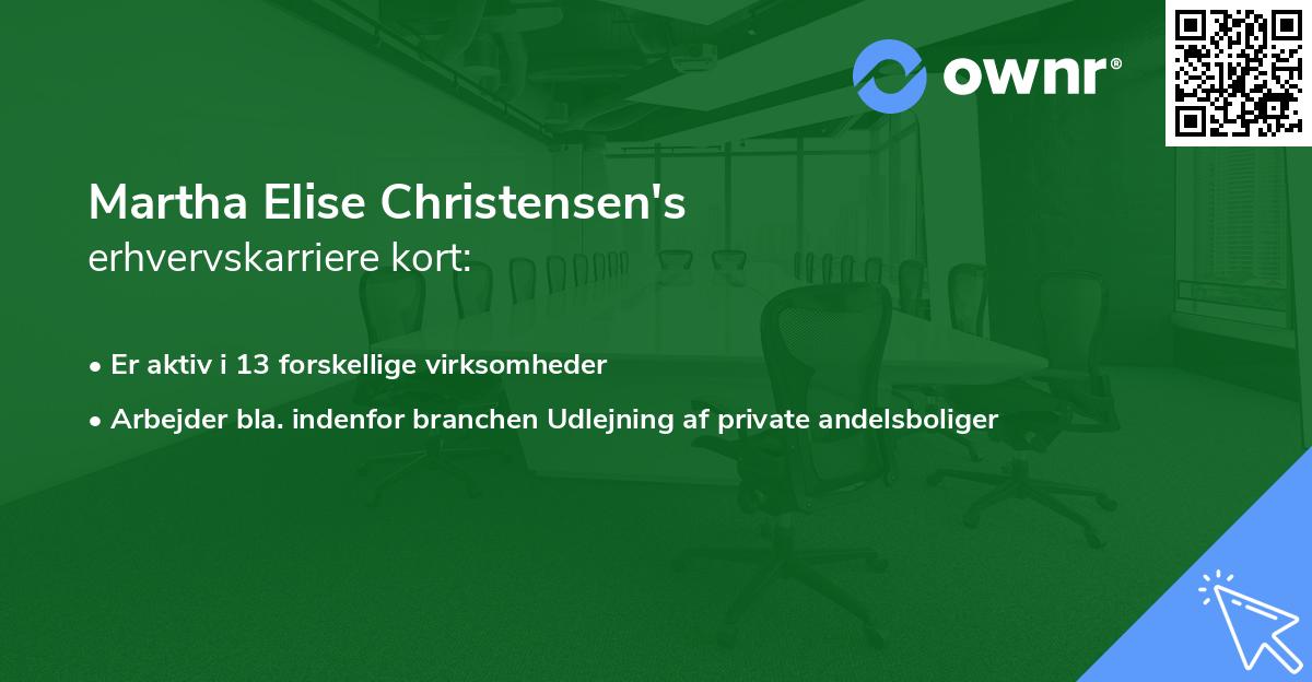 Martha Elise Christensen's erhvervskarriere kort