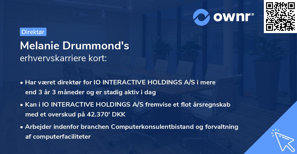 Melanie Drummond's erhvervskarriere kort