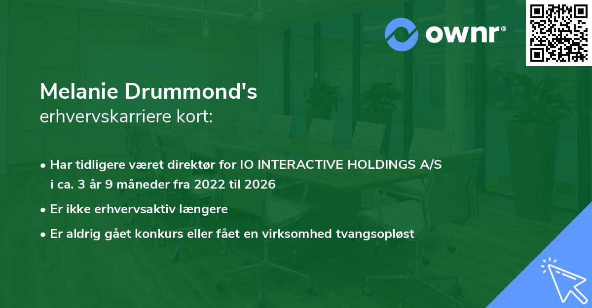 Melanie Drummond's erhvervskarriere kort