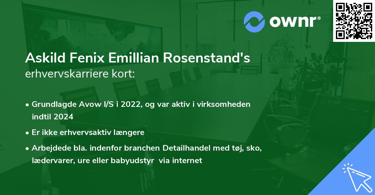 Askild Fenix Emillian Rosenstand's erhvervskarriere kort