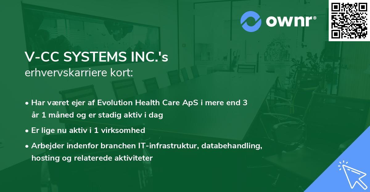 V-CC SYSTEMS INC.'s erhvervskarriere kort