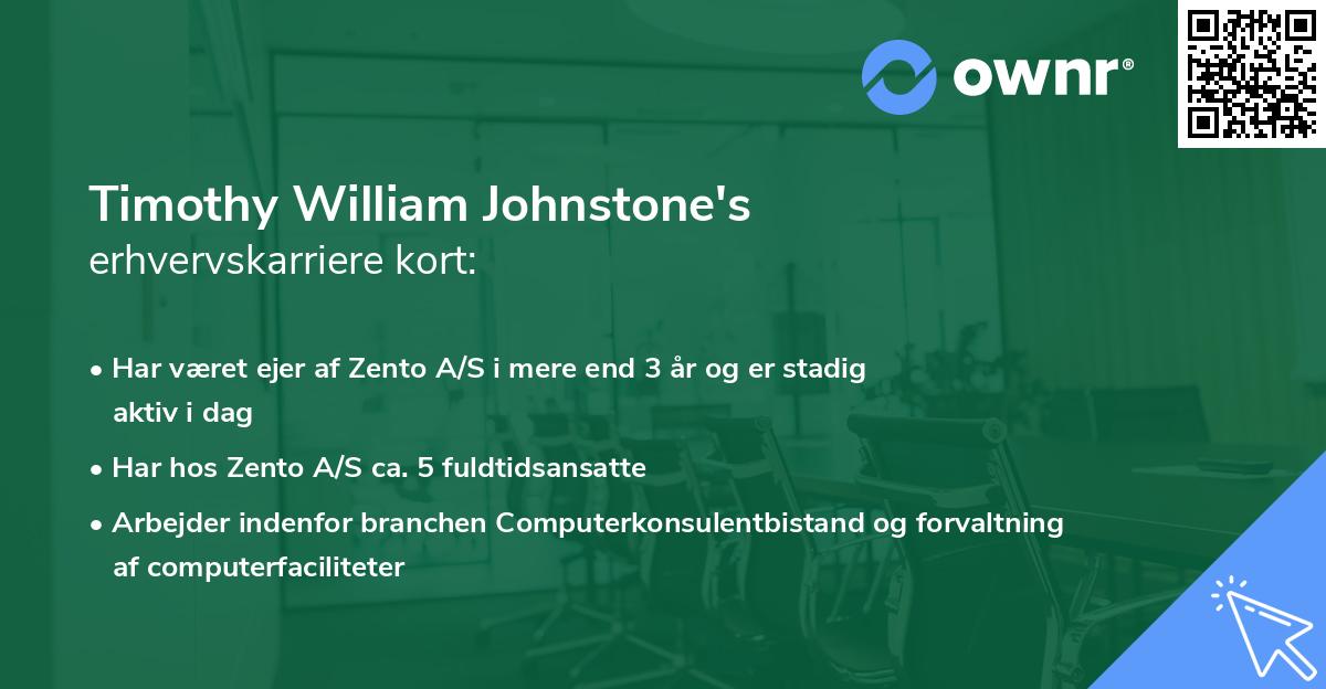 Timothy William Johnstone's erhvervskarriere kort