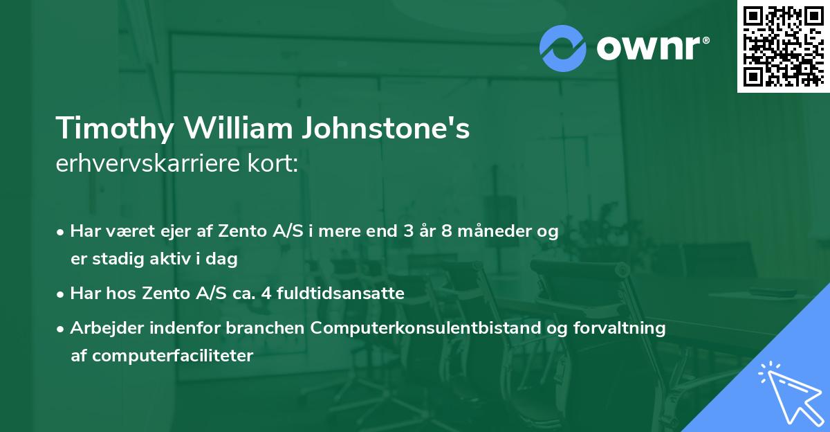 Timothy William Johnstone's erhvervskarriere kort