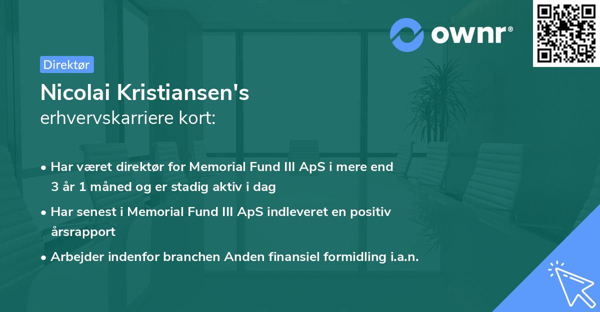 Nicolai Kristiansen's erhvervskarriere kort