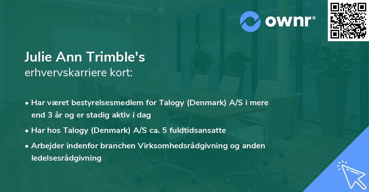 Julie Ann Trimble's erhvervskarriere kort