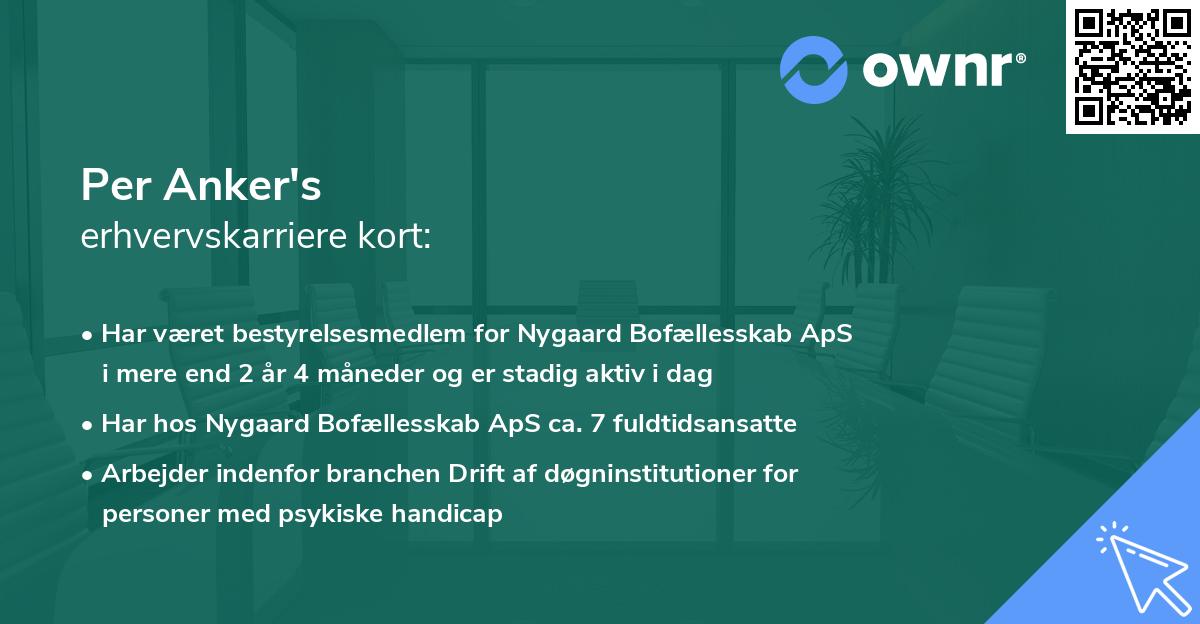 Per Anker's erhvervskarriere kort