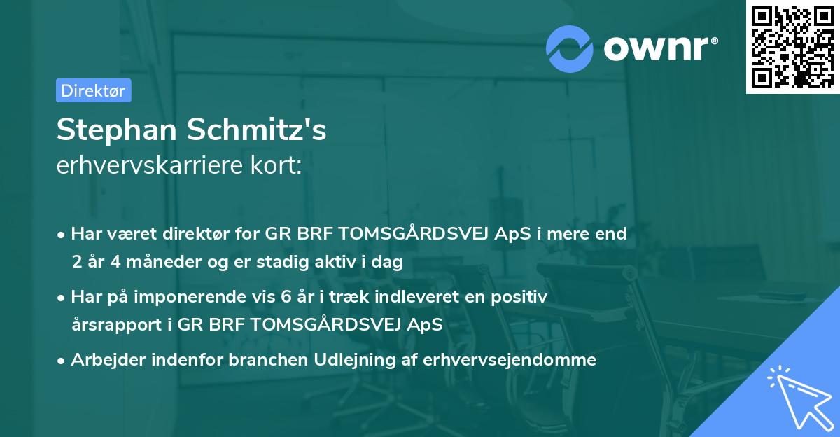 Stephan Schmitz's erhvervskarriere kort