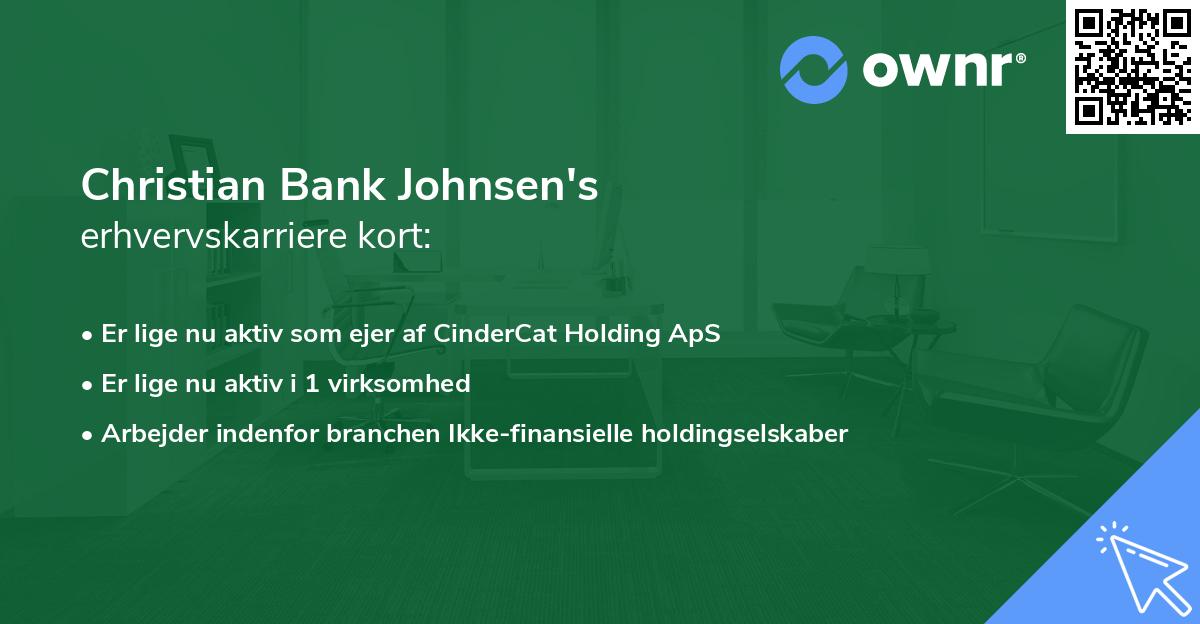 Christian Bank Johnsen's erhvervskarriere kort