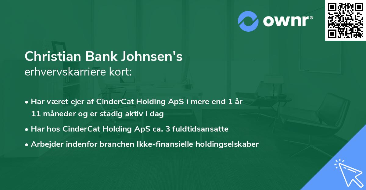 Christian Bank Johnsen's erhvervskarriere kort