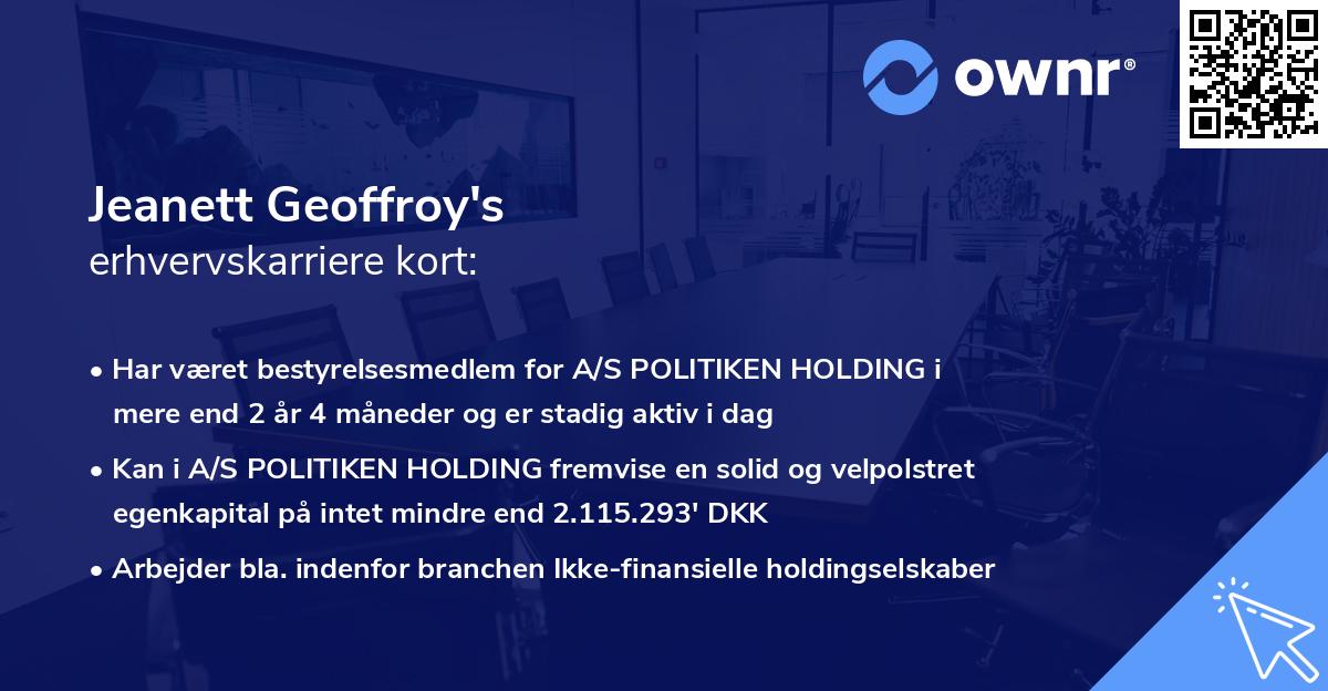 Jeanett Geoffroy's erhvervskarriere kort