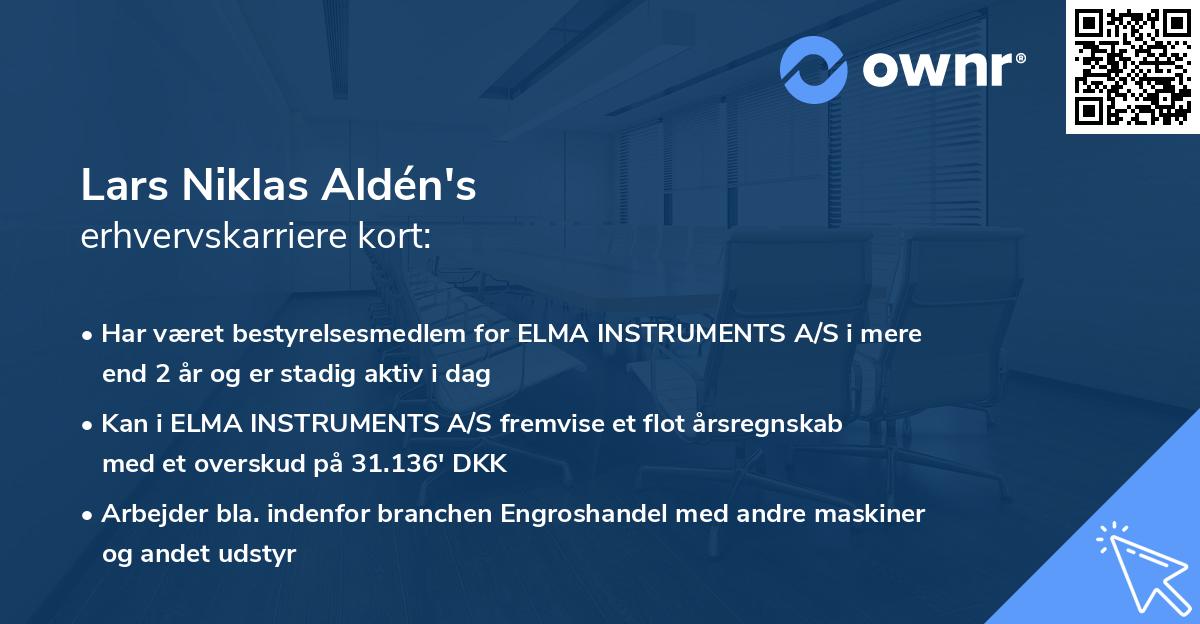 Lars Niklas Aldén's erhvervskarriere kort
