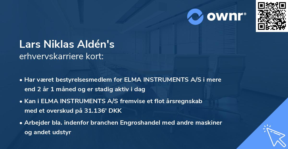 Lars Niklas Aldén's erhvervskarriere kort
