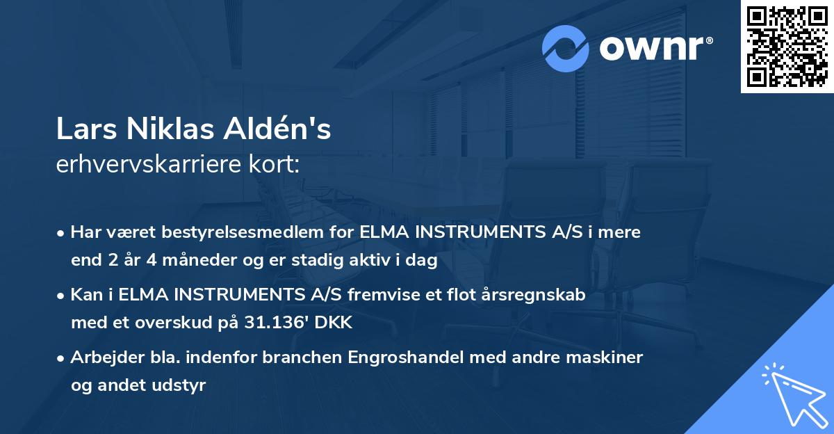 Lars Niklas Aldén's erhvervskarriere kort
