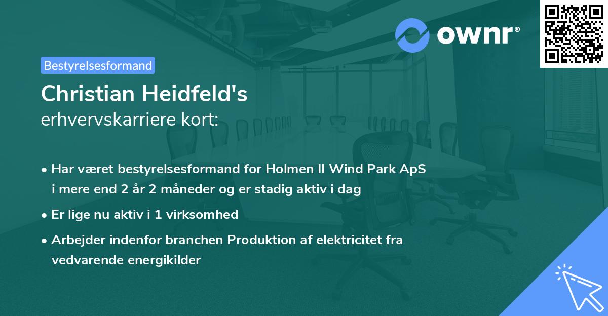 Christian Heidfeld's erhvervskarriere kort
