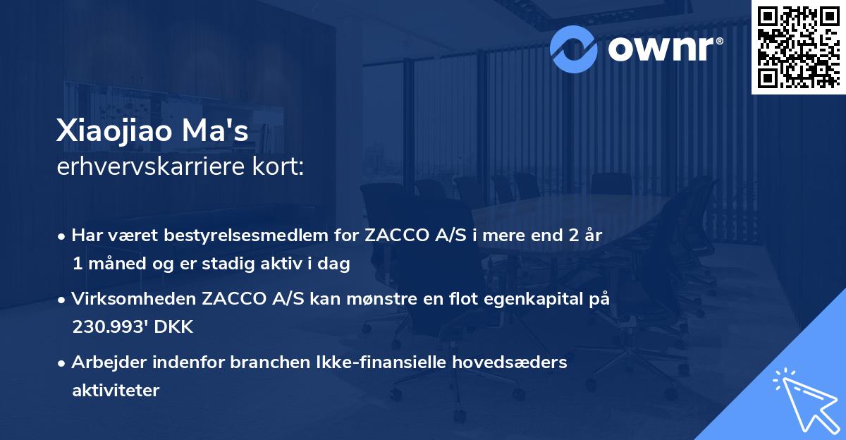 Xiaojiao Ma's erhvervskarriere kort