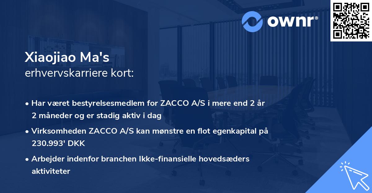 Xiaojiao Ma's erhvervskarriere kort