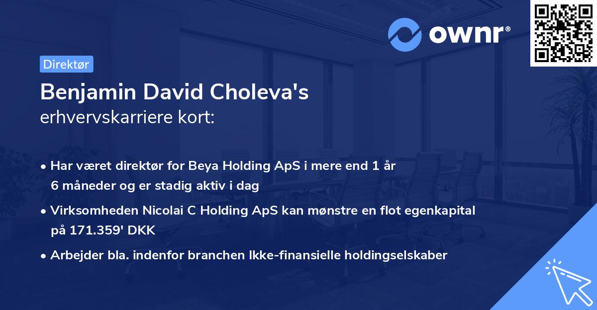Benjamin David Choleva's erhvervskarriere kort