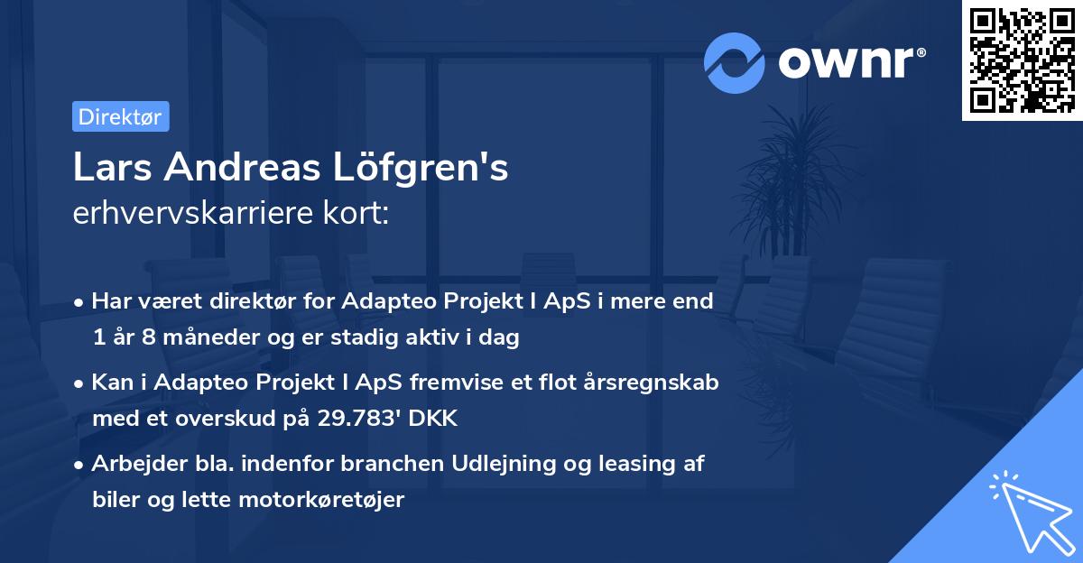 Lars Andreas Löfgren's erhvervskarriere kort