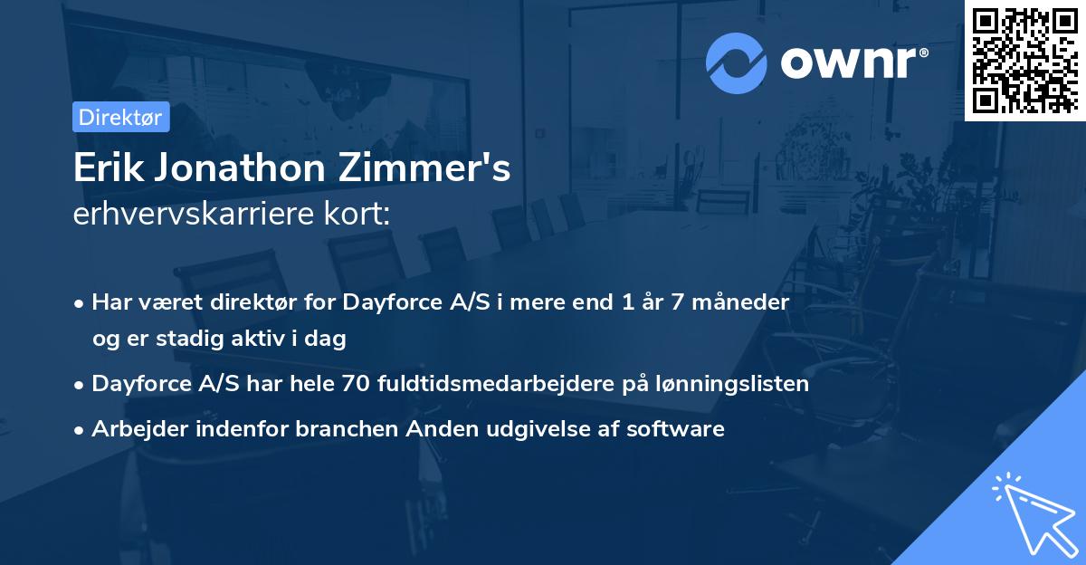 Erik Jonathon Zimmer's erhvervskarriere kort