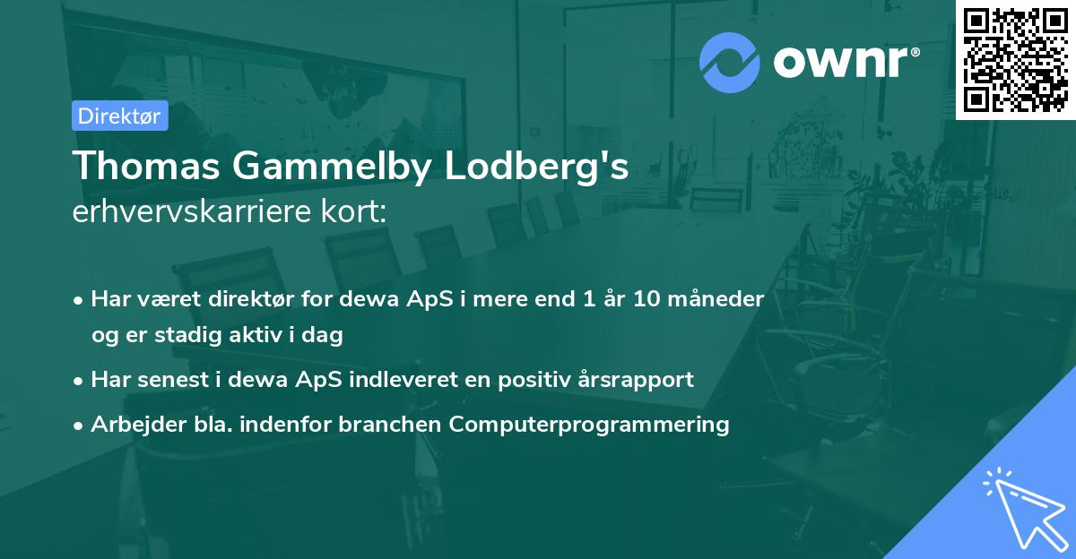 Thomas Gammelby Lodberg's erhvervskarriere kort