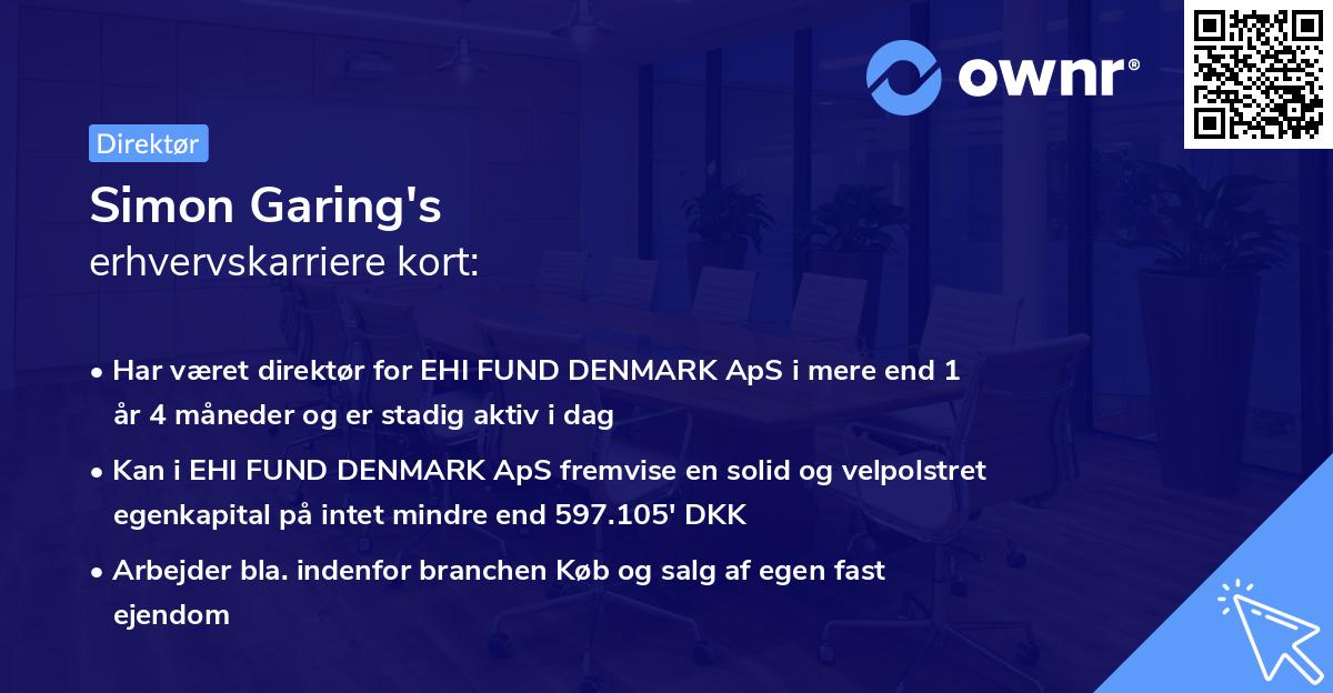 Simon Garing's erhvervskarriere kort