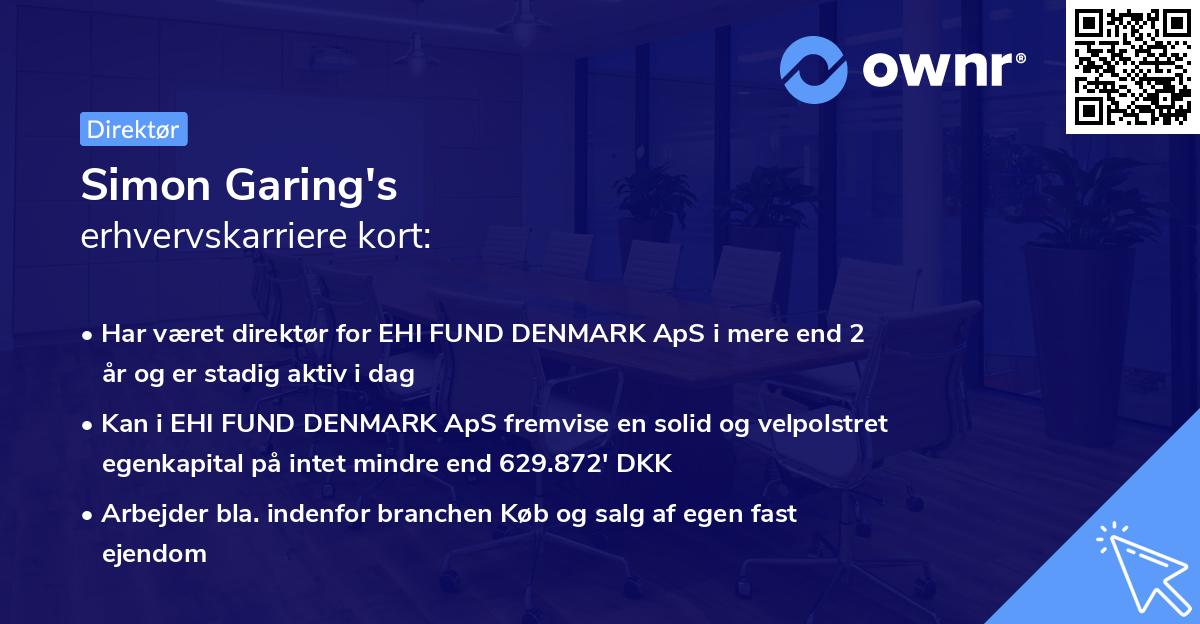 Simon Garing's erhvervskarriere kort
