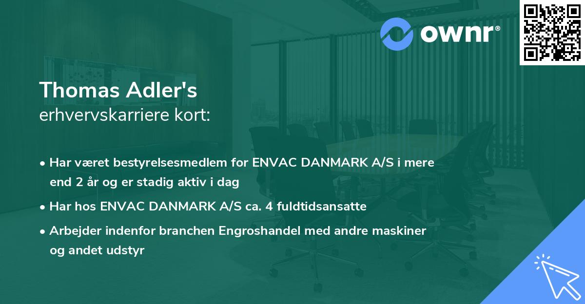 Thomas Adler's erhvervskarriere kort
