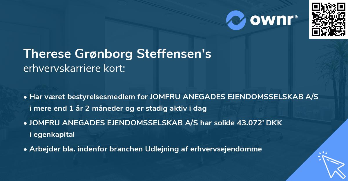 Therese Grønborg Steffensen's erhvervskarriere kort