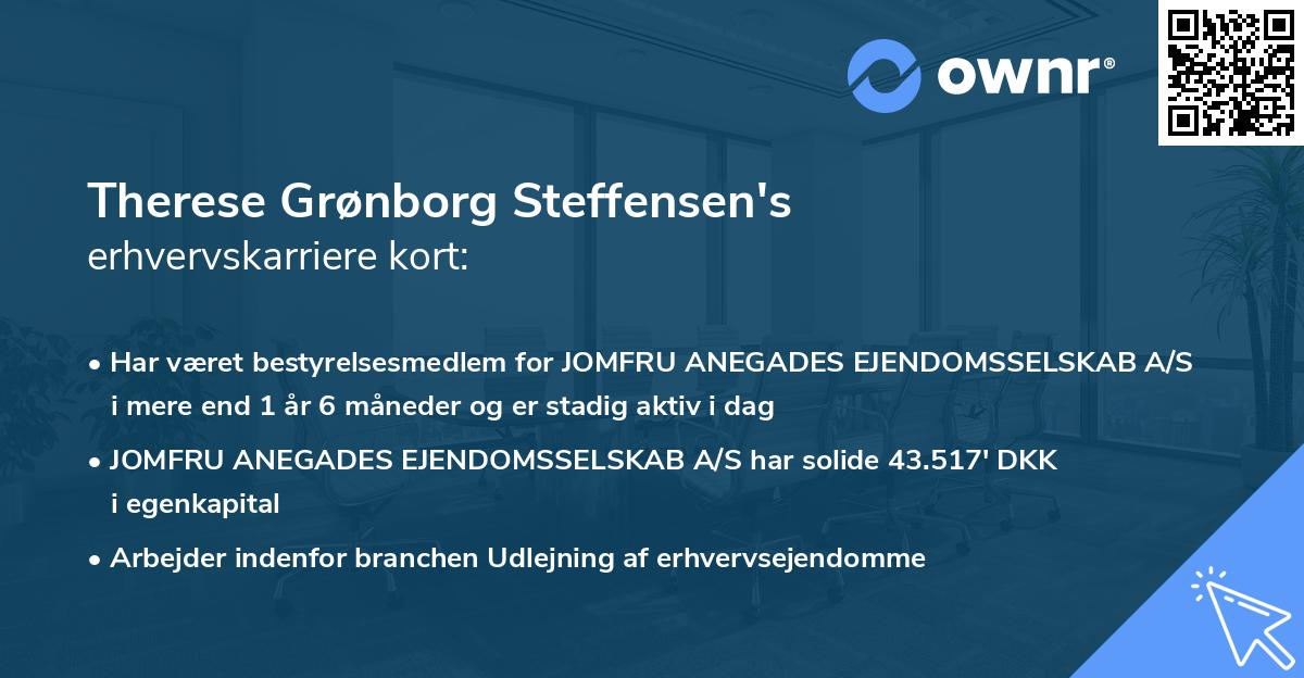 Therese Grønborg Steffensen's erhvervskarriere kort