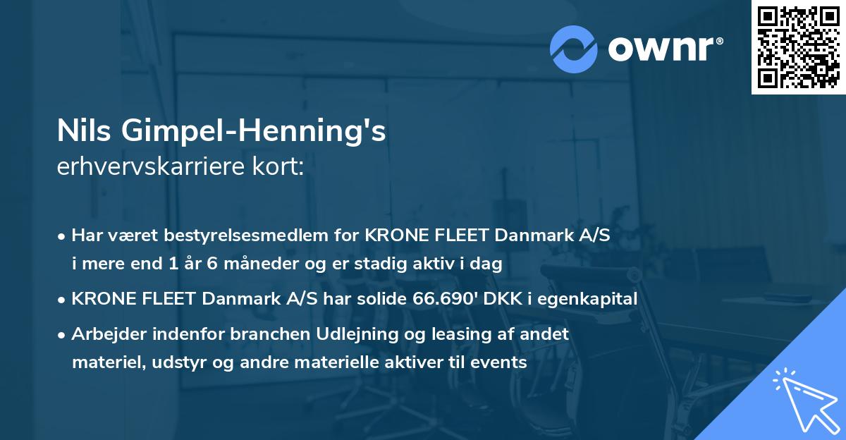 Nils Gimpel-Henning's erhvervskarriere kort