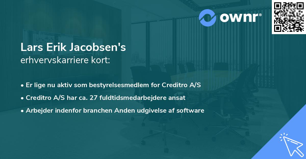 Lars Erik Jacobsen's erhvervskarriere kort