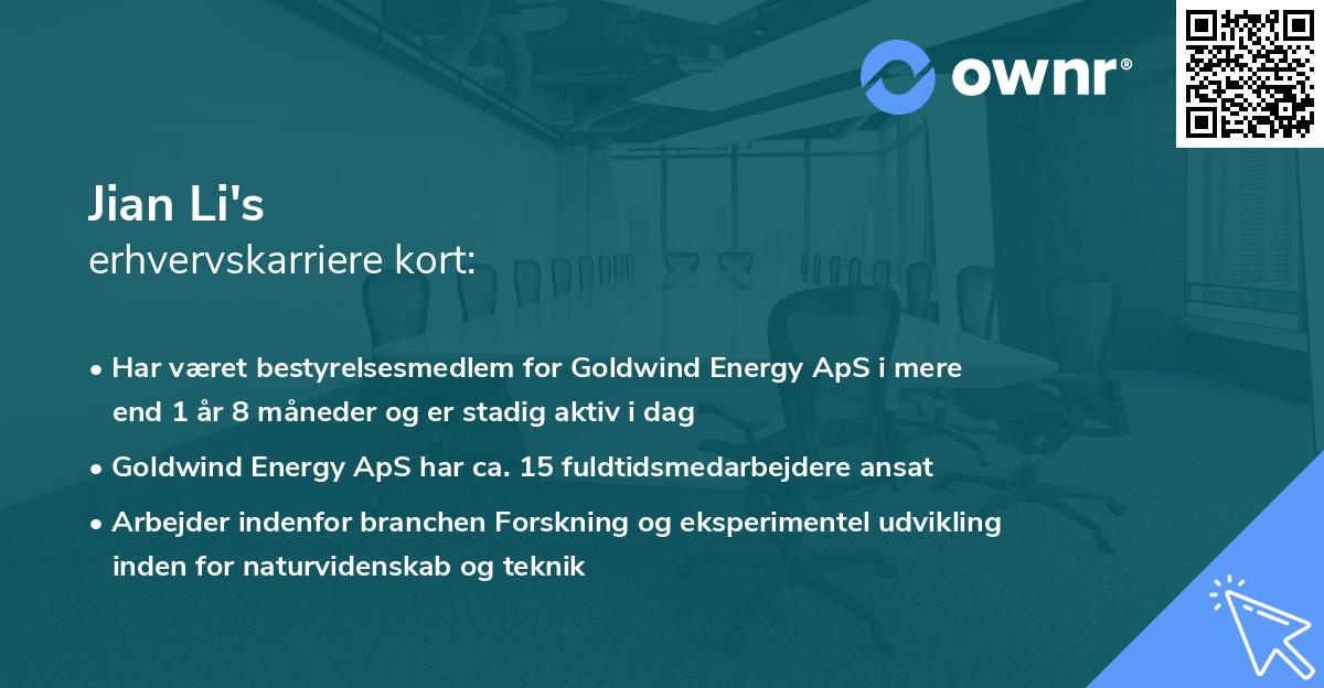 Jian Li's erhvervskarriere kort