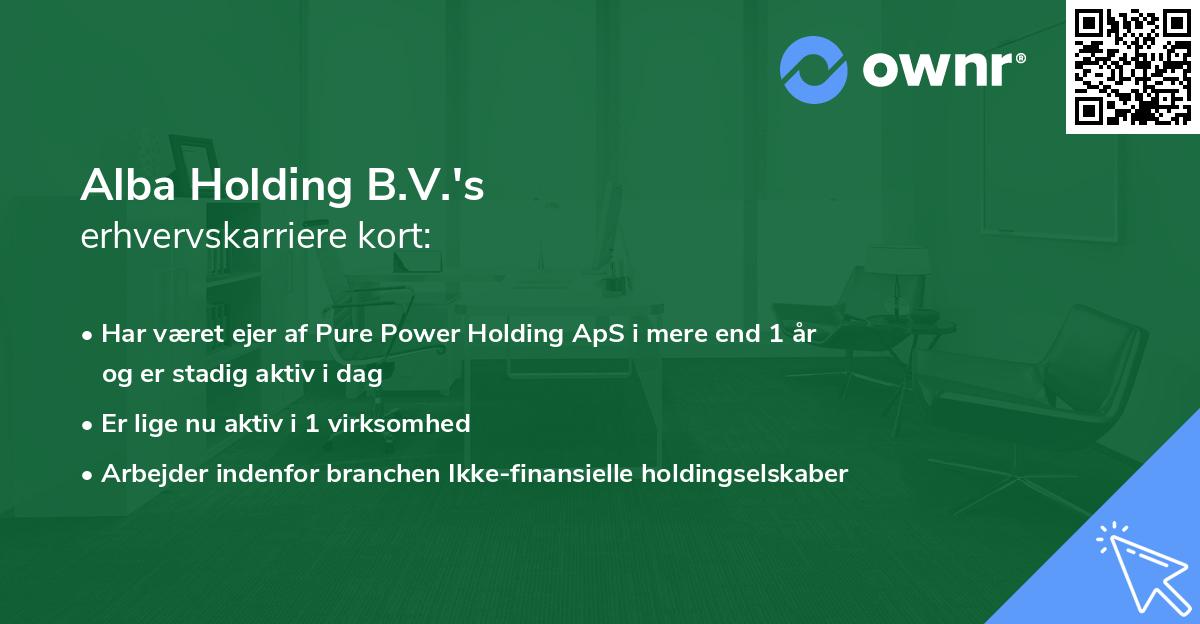 Alba Holding B.V.'s erhvervskarriere kort