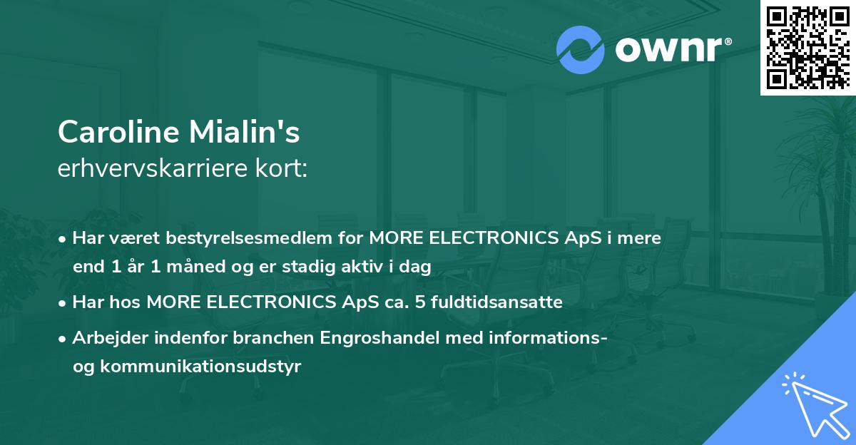 Caroline Mialin's erhvervskarriere kort