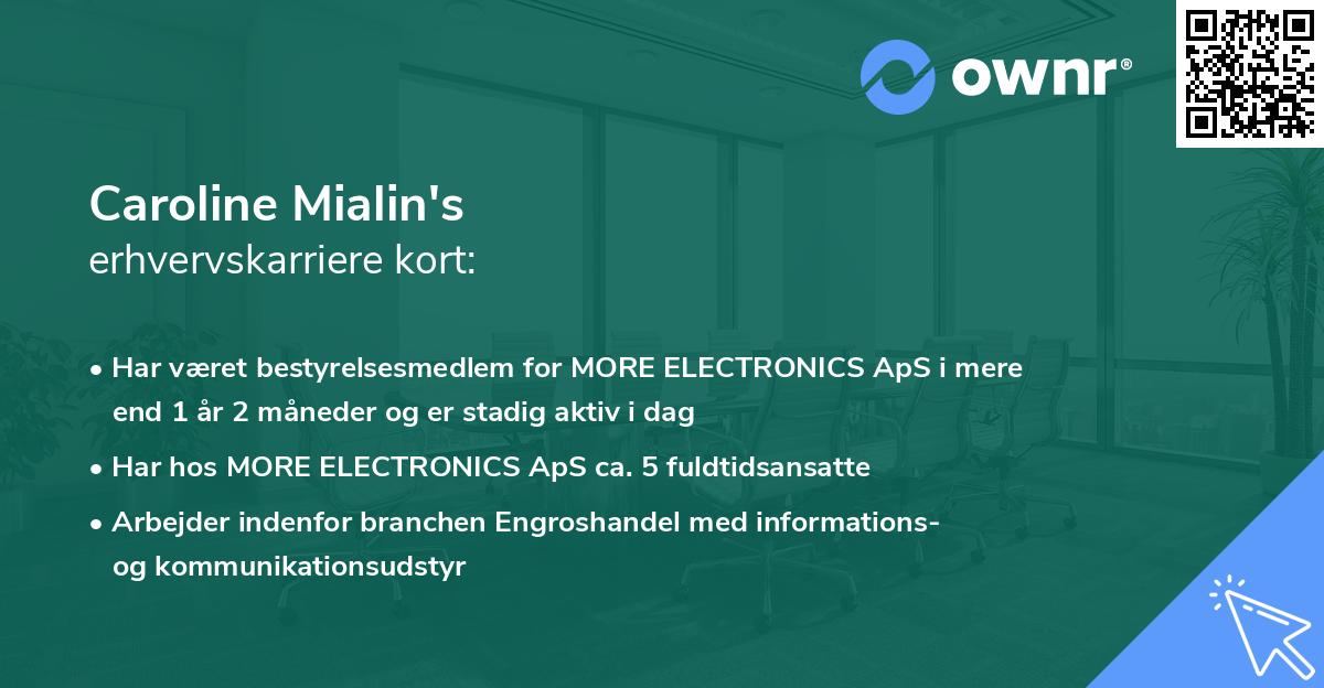 Caroline Mialin's erhvervskarriere kort