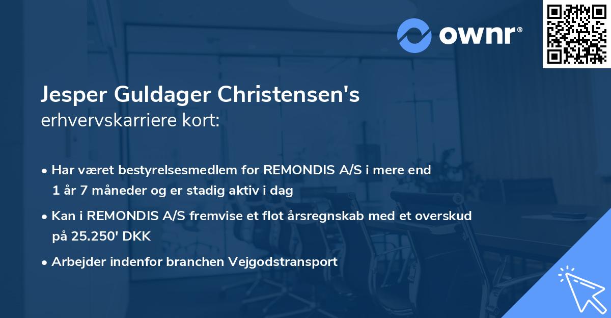 Jesper Guldager Christensen's erhvervskarriere kort