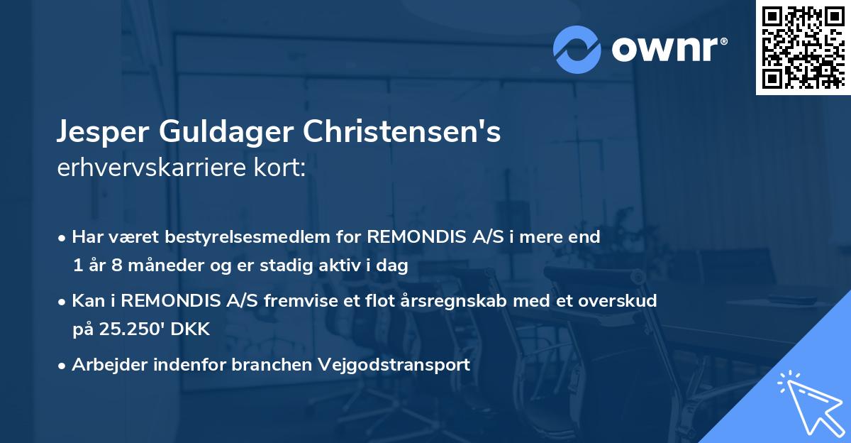 Jesper Guldager Christensen's erhvervskarriere kort