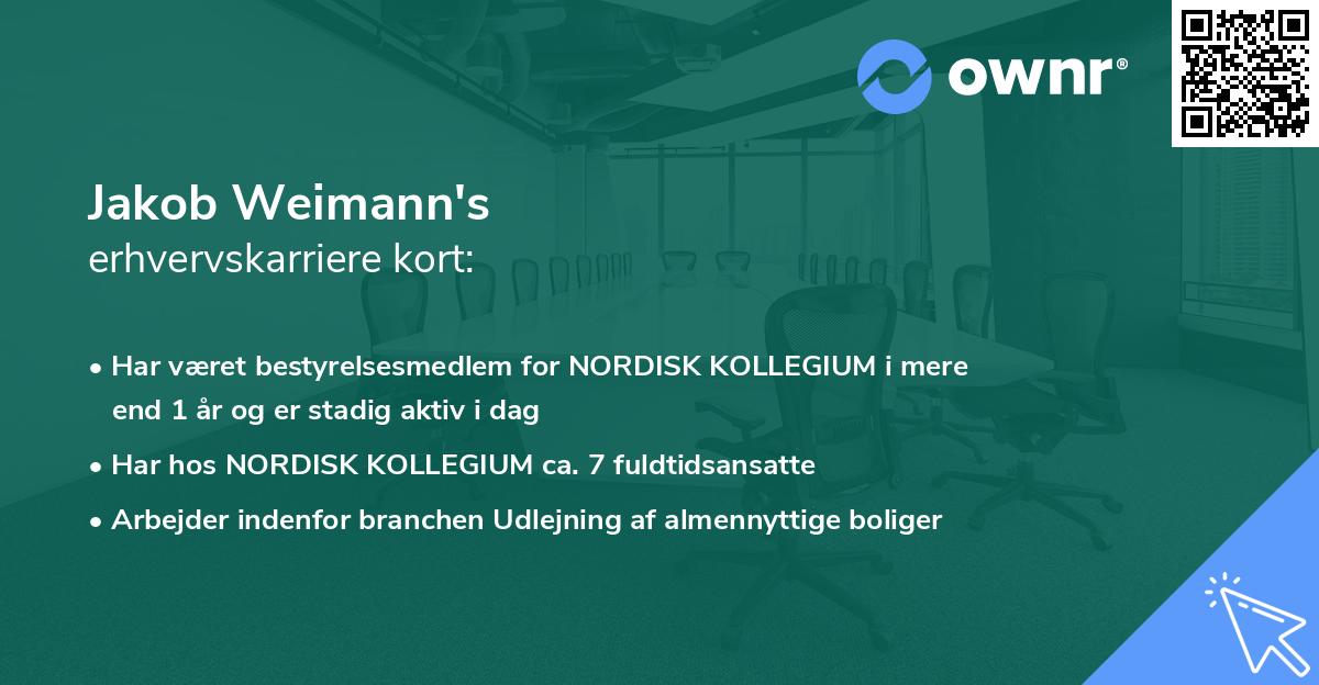 Jakob Weimann's erhvervskarriere kort
