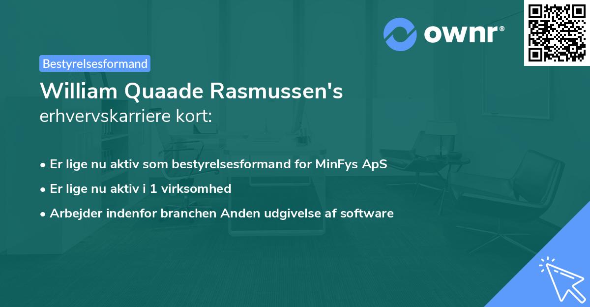 William Quaade Rasmussen's erhvervskarriere kort