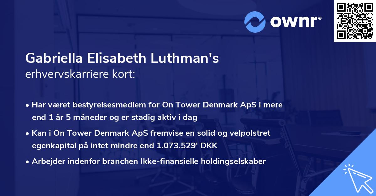 Gabriella Elisabeth Luthman's erhvervskarriere kort